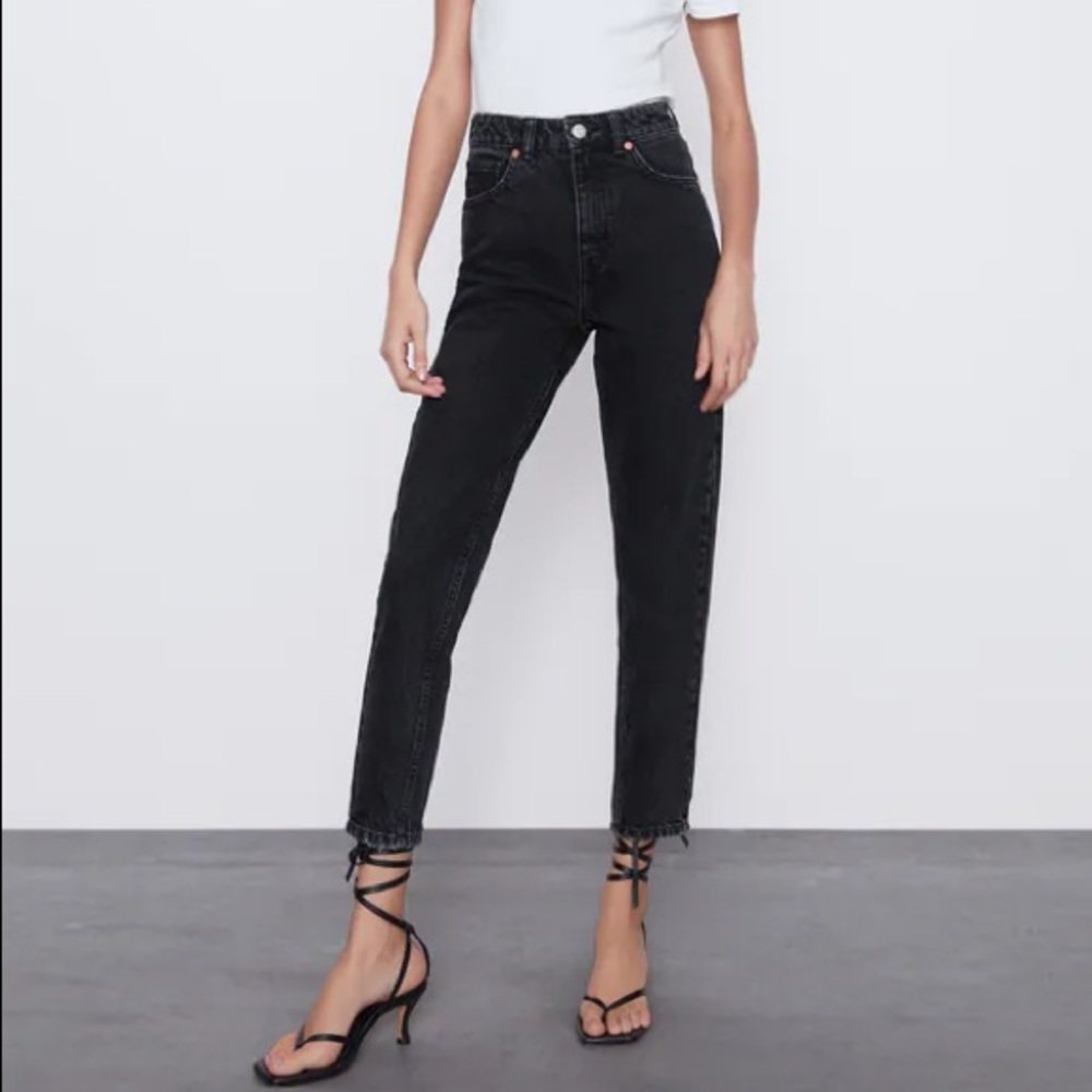 Zara Mom Fit Jean Black Sz 8